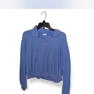 Aerie Blue Button-Up Quarter Sweater